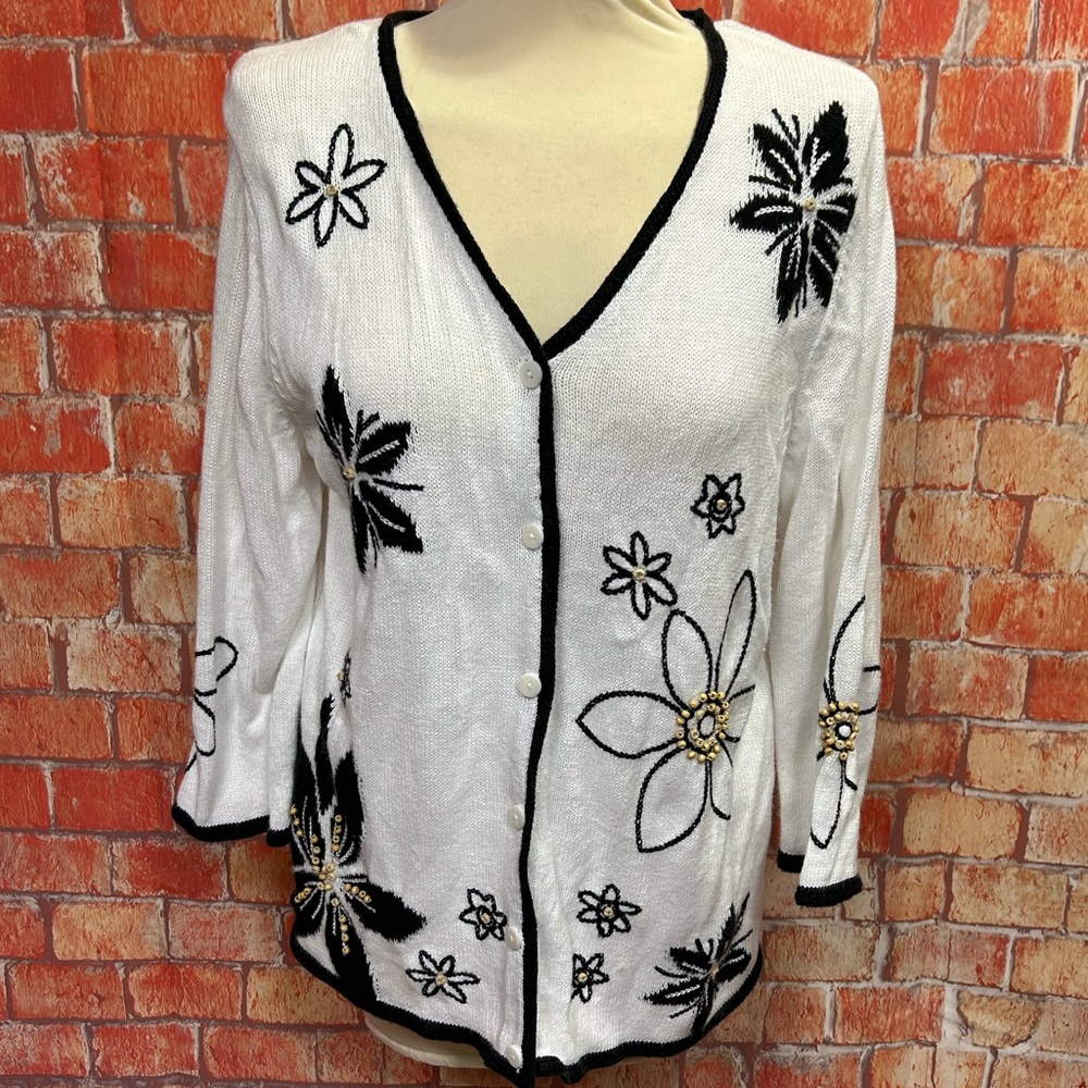 Christopher & Banks Embellished‎ Embroidered Cardigan Sweater